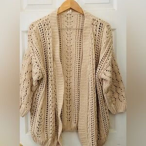 J.O.A. Cream Open-Knit Cardigan